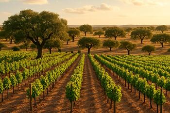 Vinhas no Alentejo entre sobreiros do montado