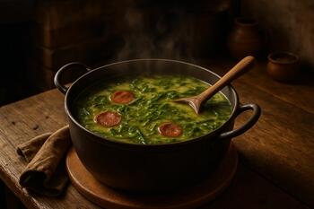 Caldo verde a ferver num tacho