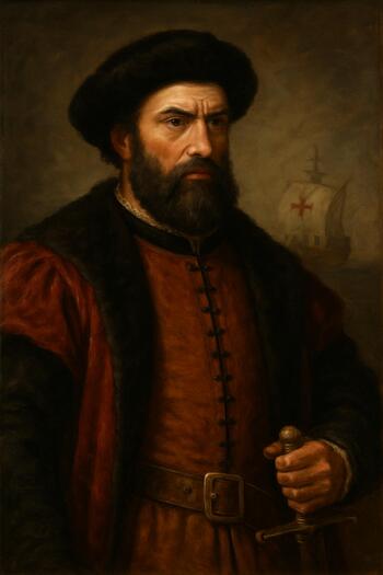 Retrato a óleo de um capitão português