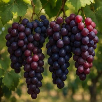 Cachos de uvas tintas de diferentes variedades
