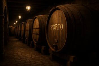 Tonéis de vinho do Porto em lodge