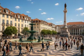 Rossio pombalino visto em perspetiva